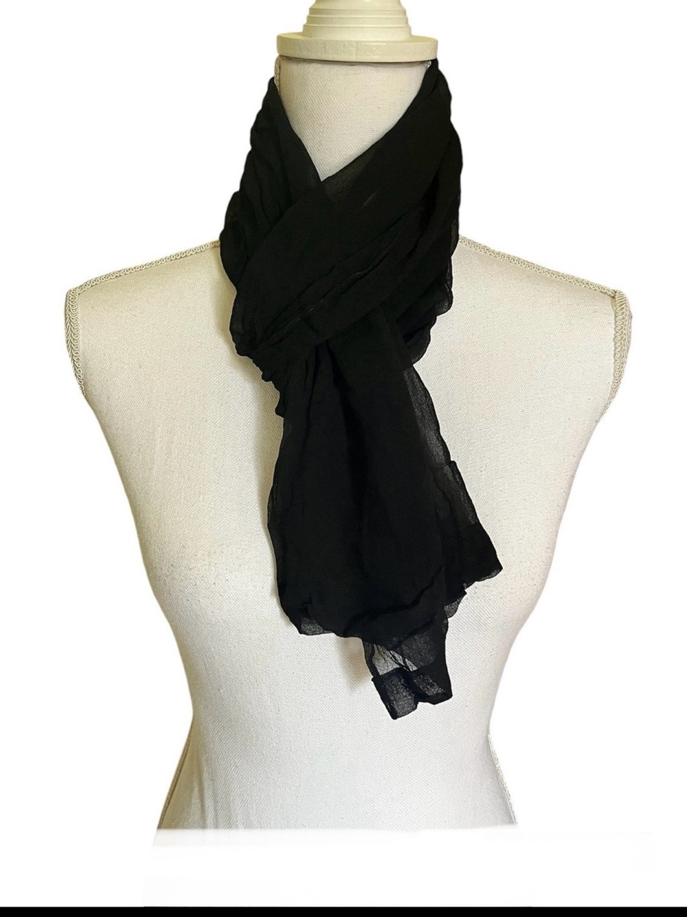 Vintage Japanese Sheer Black Scarf - Picture 6 of 9